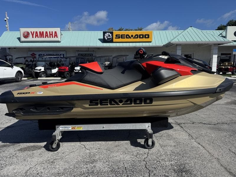 2025 Sea-Doo RXP-X™ 325 Tech, BRP Premium A, iBR Metallic Tan / Lava Red